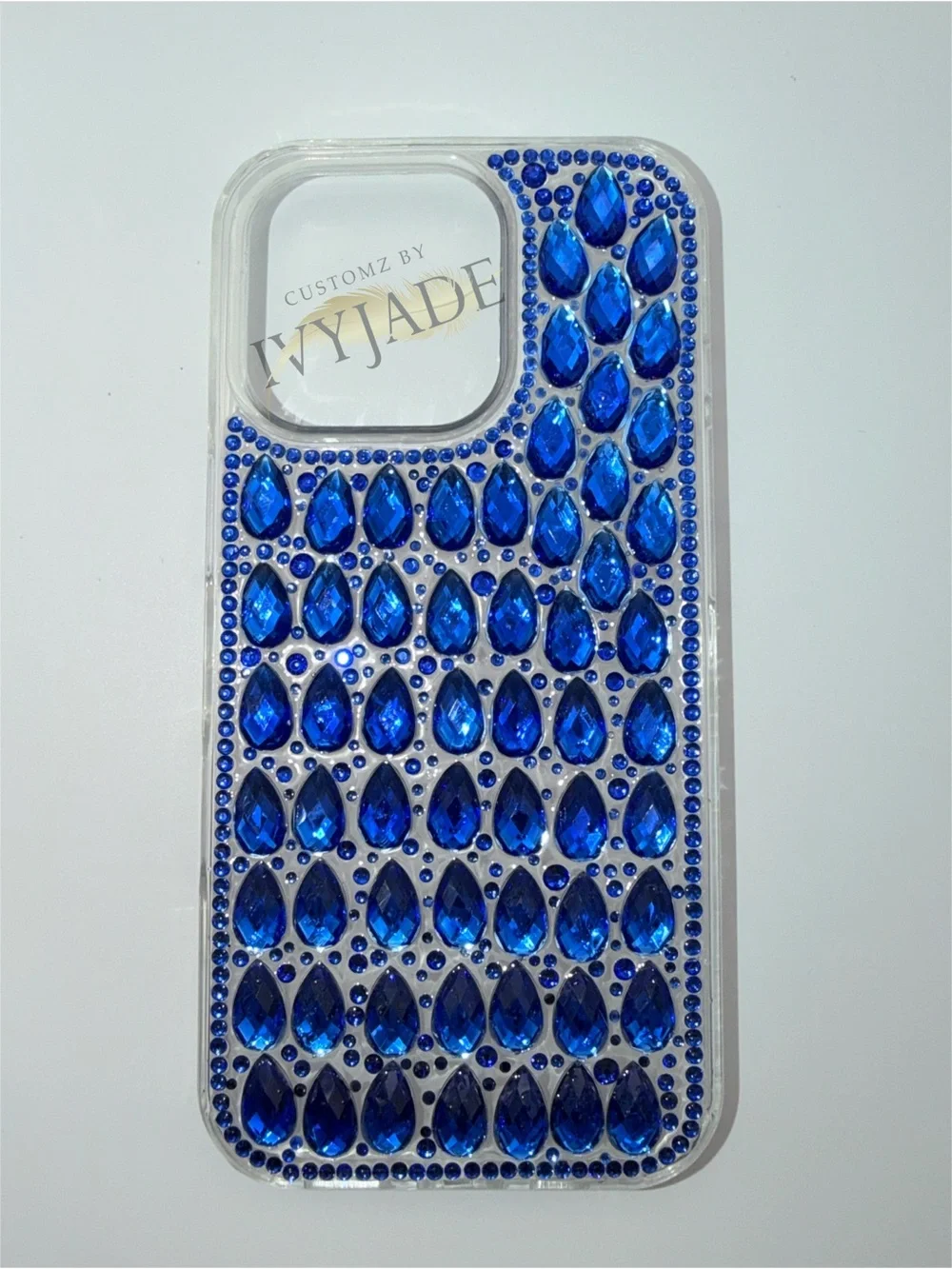 Iphone 16 pro blue rhinestone case